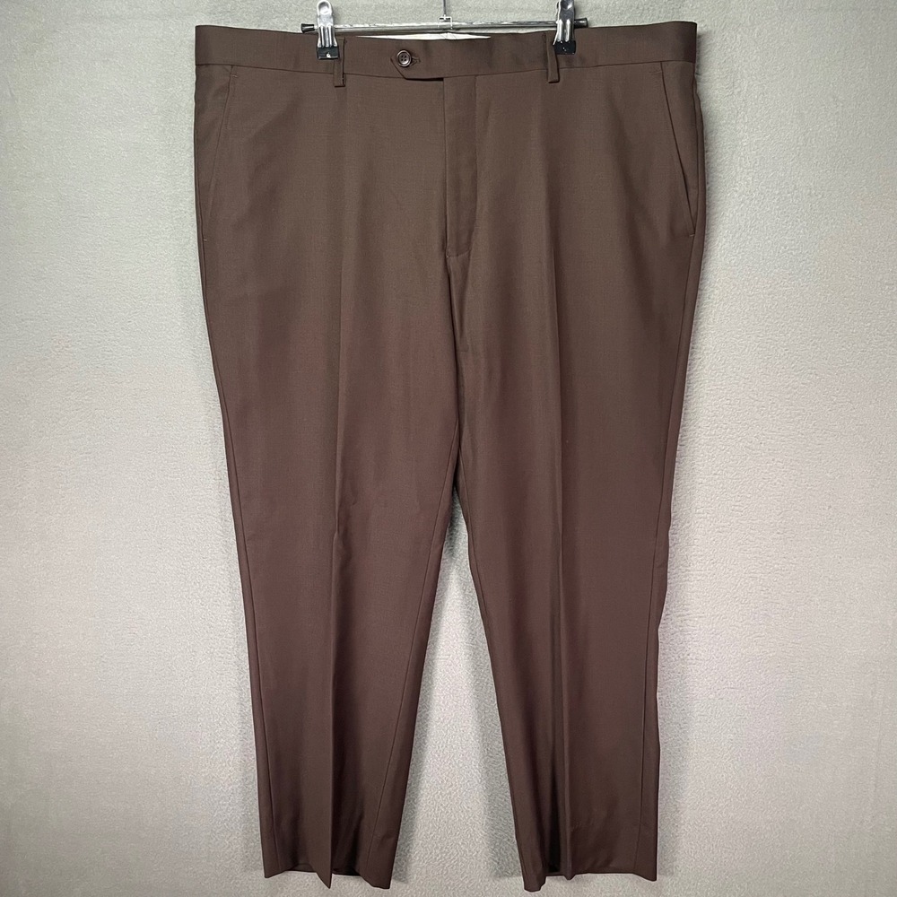 Mantoni Dress Pants Mens 38 Brown Super 140s Wool Flat Front